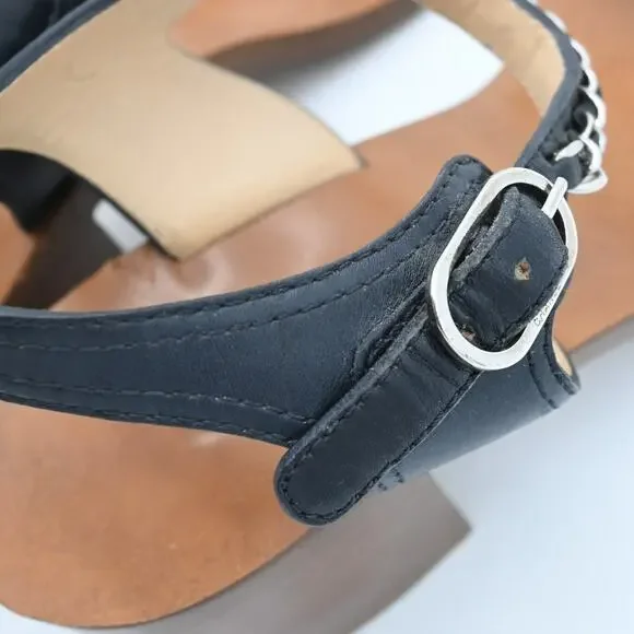 CHANEL Leather & Chain Strappy Heeled Sandals Size 40.5 - Picture 9 of 13